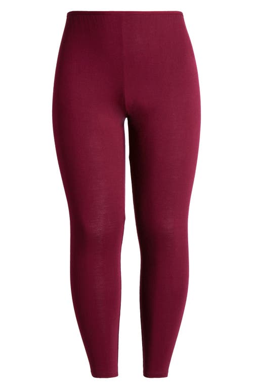 24seven Comfort Apparel Comfortable Ankle Leggings In Wine