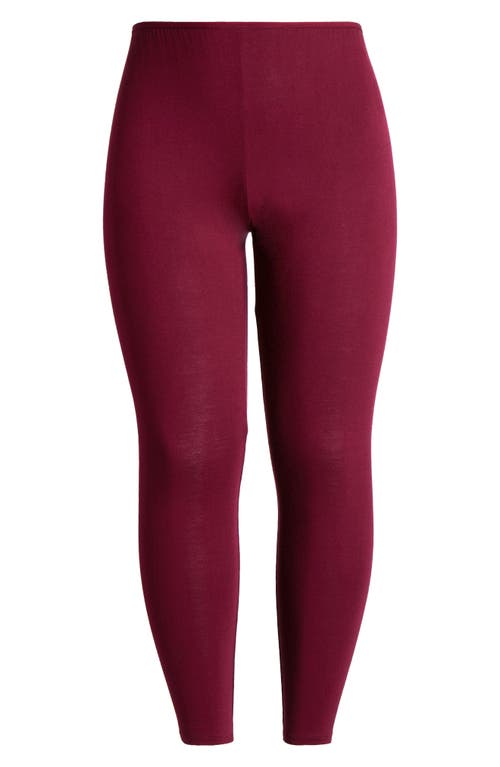 Shop 24seven Comfort Apparel Comfortable Ankle Leggings In Wine