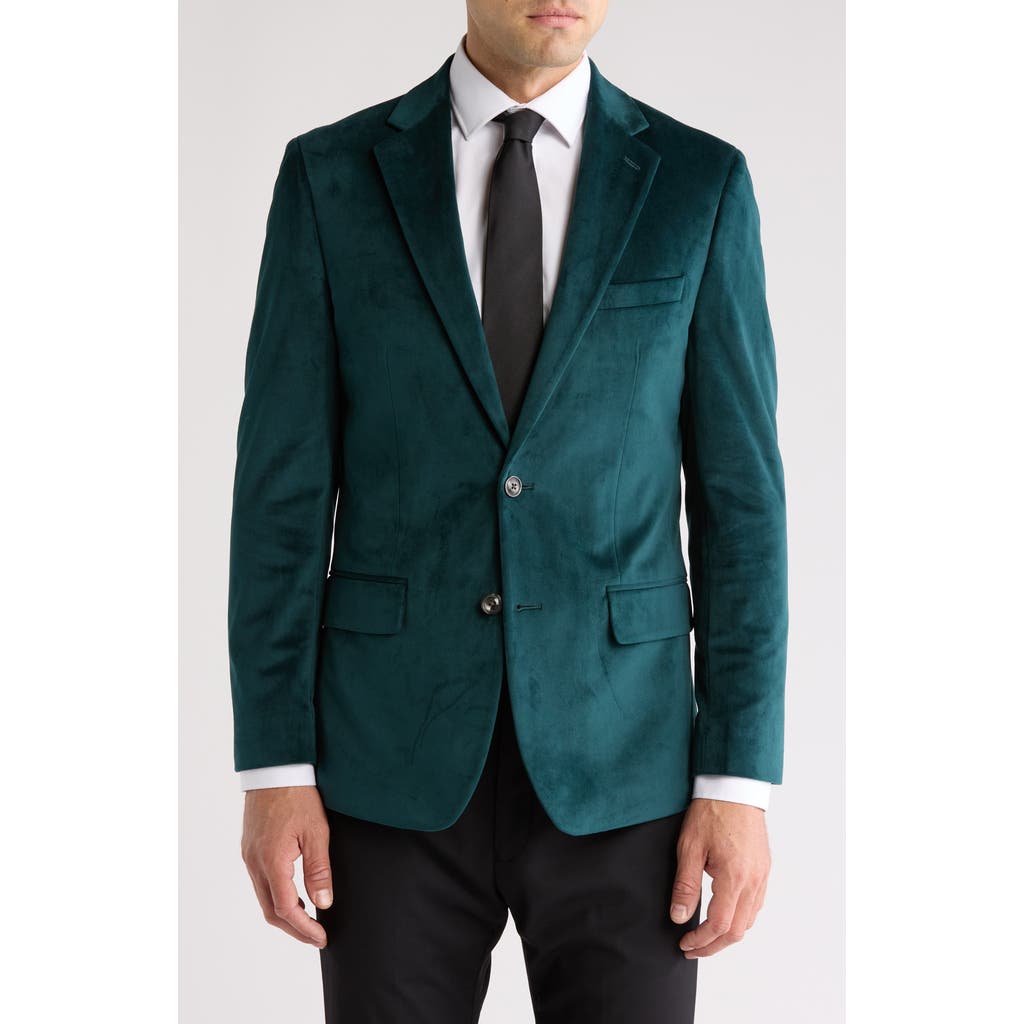 Original Penguin Two-button Velvet Dinner Jacket In Green Velvet