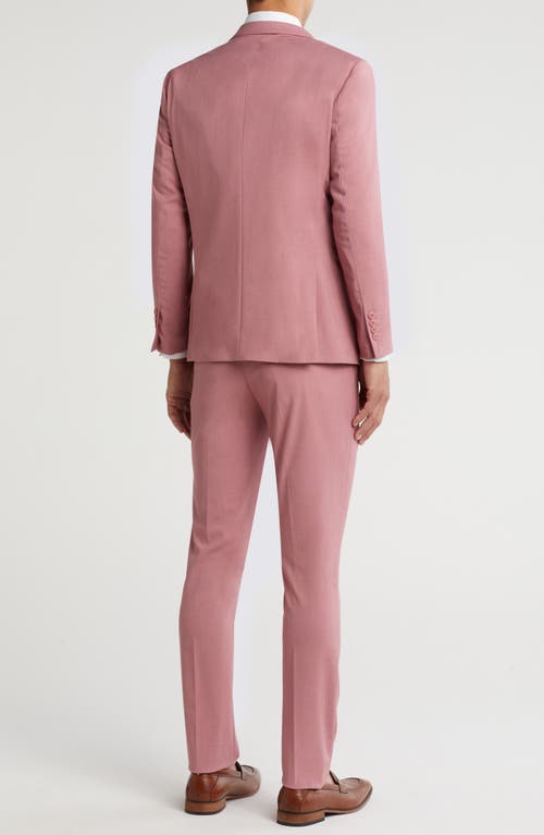 Gino Vitale Skinny Fit Solid Stretch Three Piece Suit In Rose