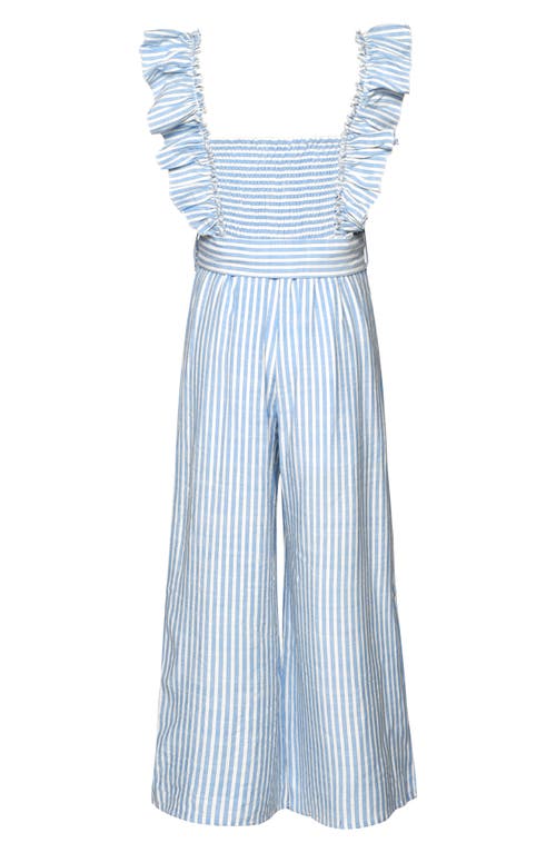 Truly Me Kids' Stripe Ruffle Jumpsuit Blue White at Nordstrom,