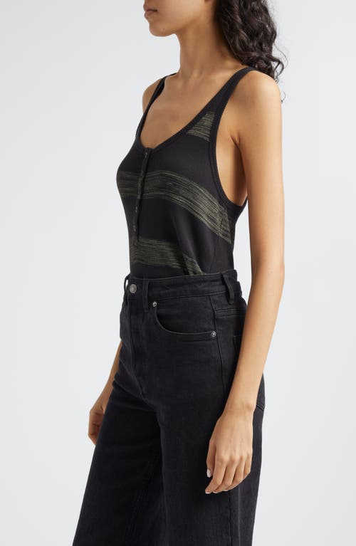 Shop Atm Anthony Thomas Melillo Sunbleached Stripe Cotton Rib Tank In Black