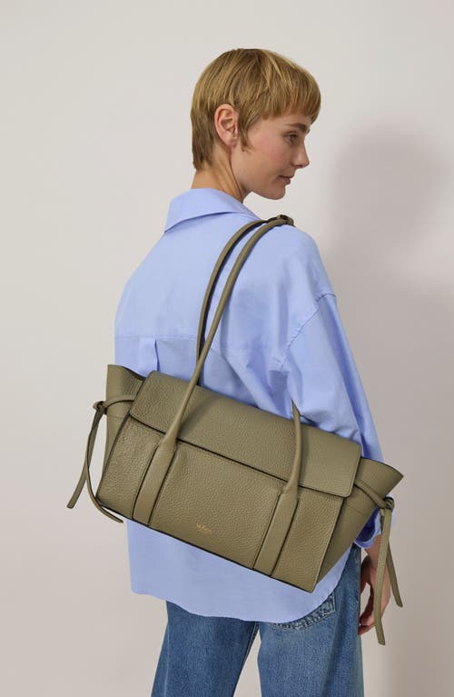 Shop Mulberry Small Soft Bayswater Leather Satchel In Linen Green