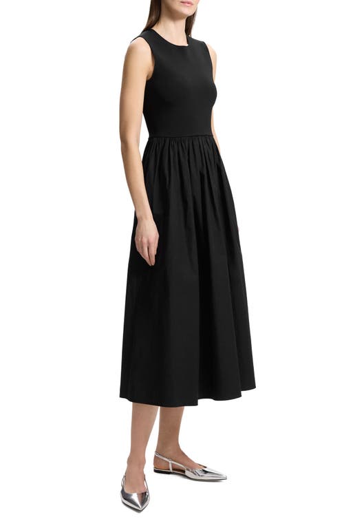 Shop Theory Mixed Media Sleeveless Midi Dress In Black - 001