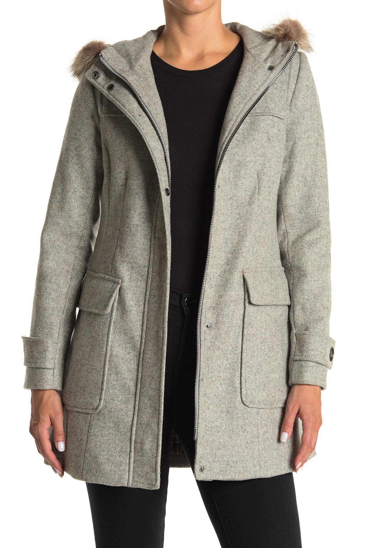 PENDLETON | Portland Wool Blend & Genuine Raccoon Fur Trim Duffle Coat ...