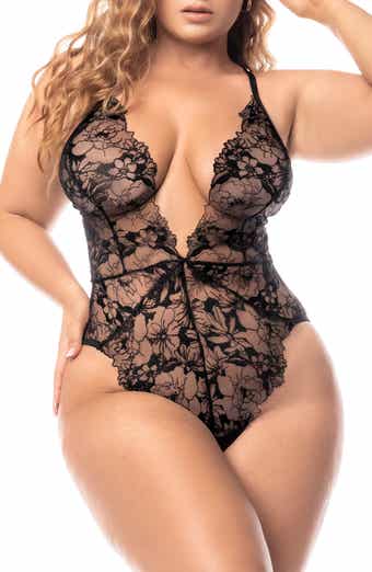  AnloveKiss Plus Size Lingerie for Women Sexy Lace Teddy Bodysuit  Underwear Black One Piece V-Neck Nightwear (Blue, X-Large): Clothing, Shoes  & Jewelry