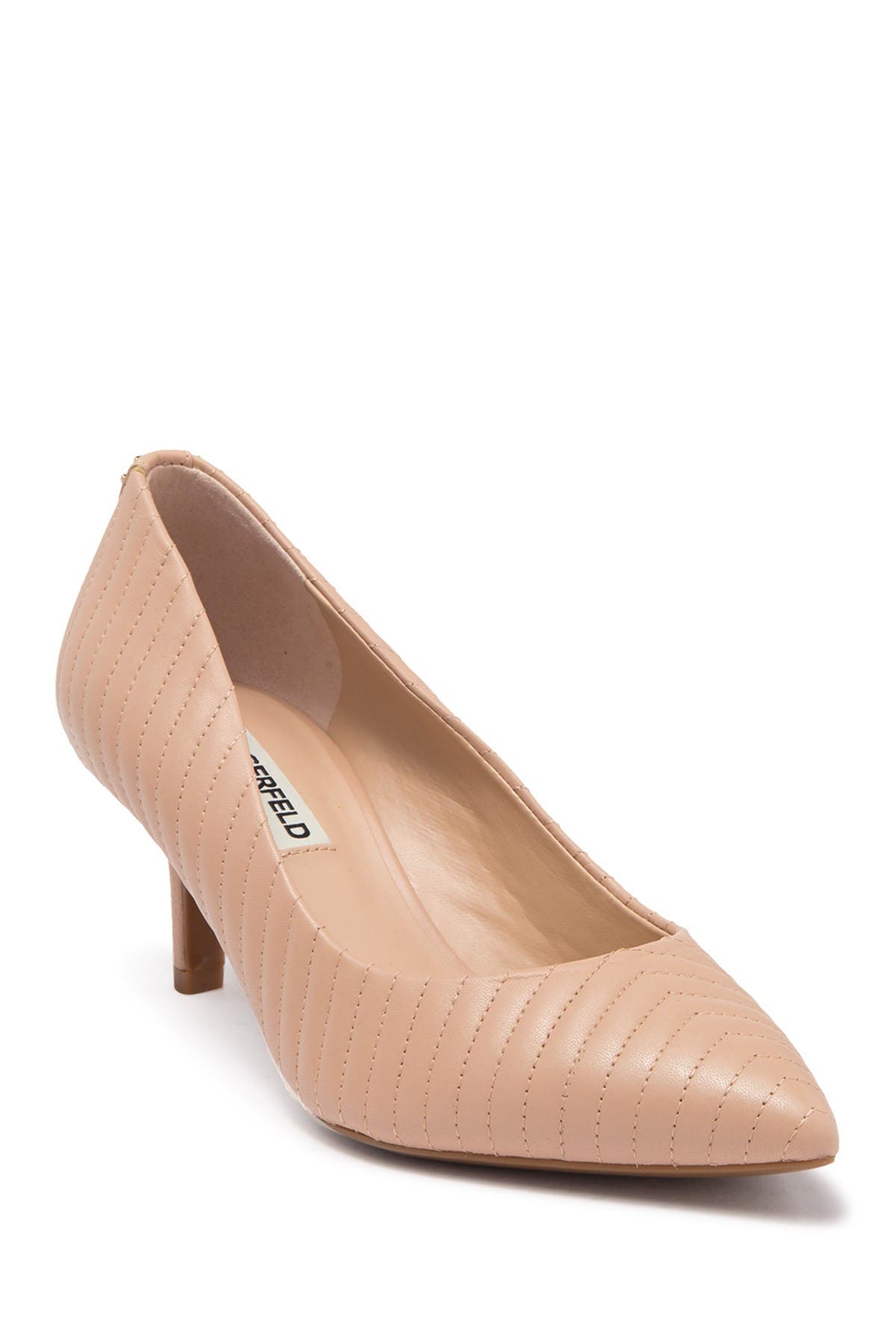 Karl Lagerfeld Rosette Quilted Pointed Toe Pump In Gold1