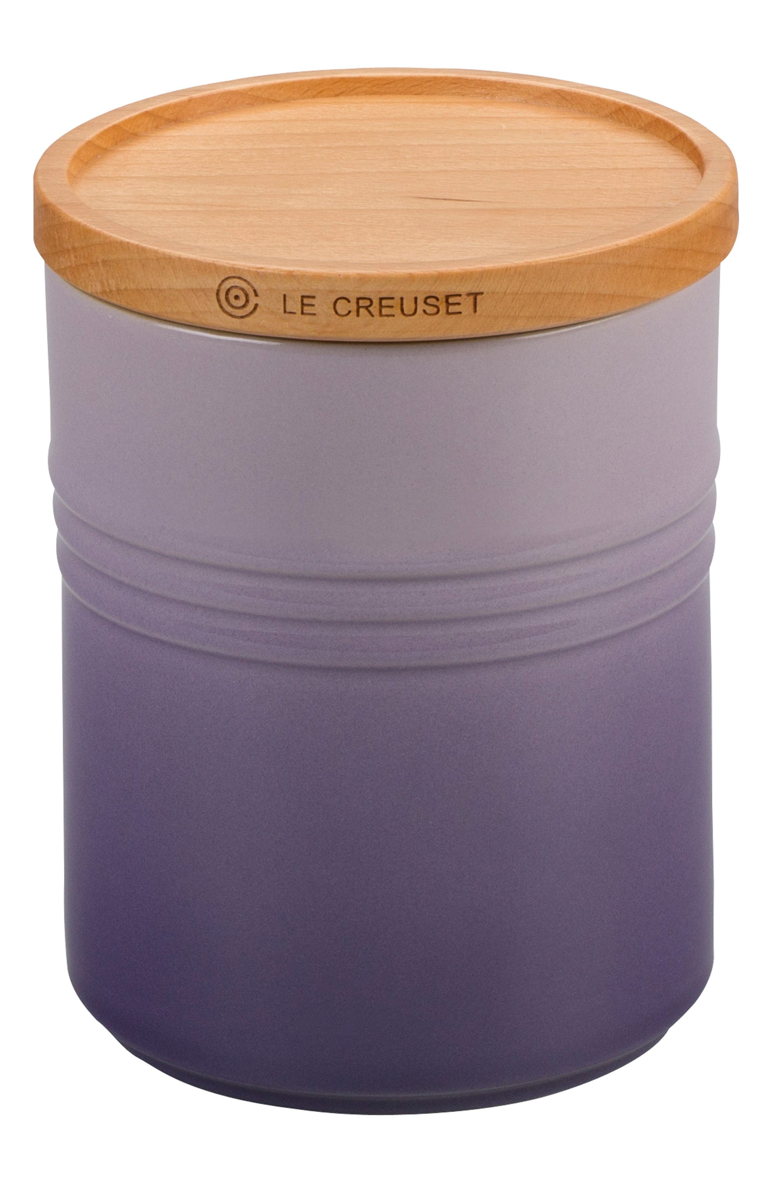 Le Creuset Glazed 22 Ounce Stoneware Storage Canister with Wooden Lid