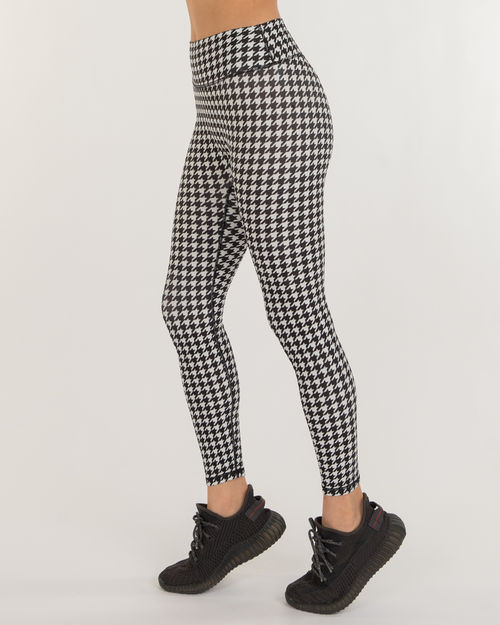 Rebody Active Hybrid Fleece Leggings High Waist 25" In White/black