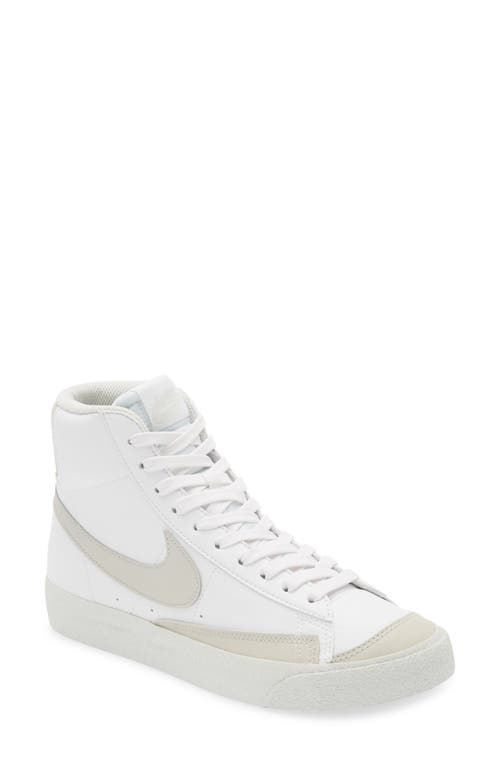 Nike Blazer Mid '77 High Top Sneaker in White/Light Bone/Volt