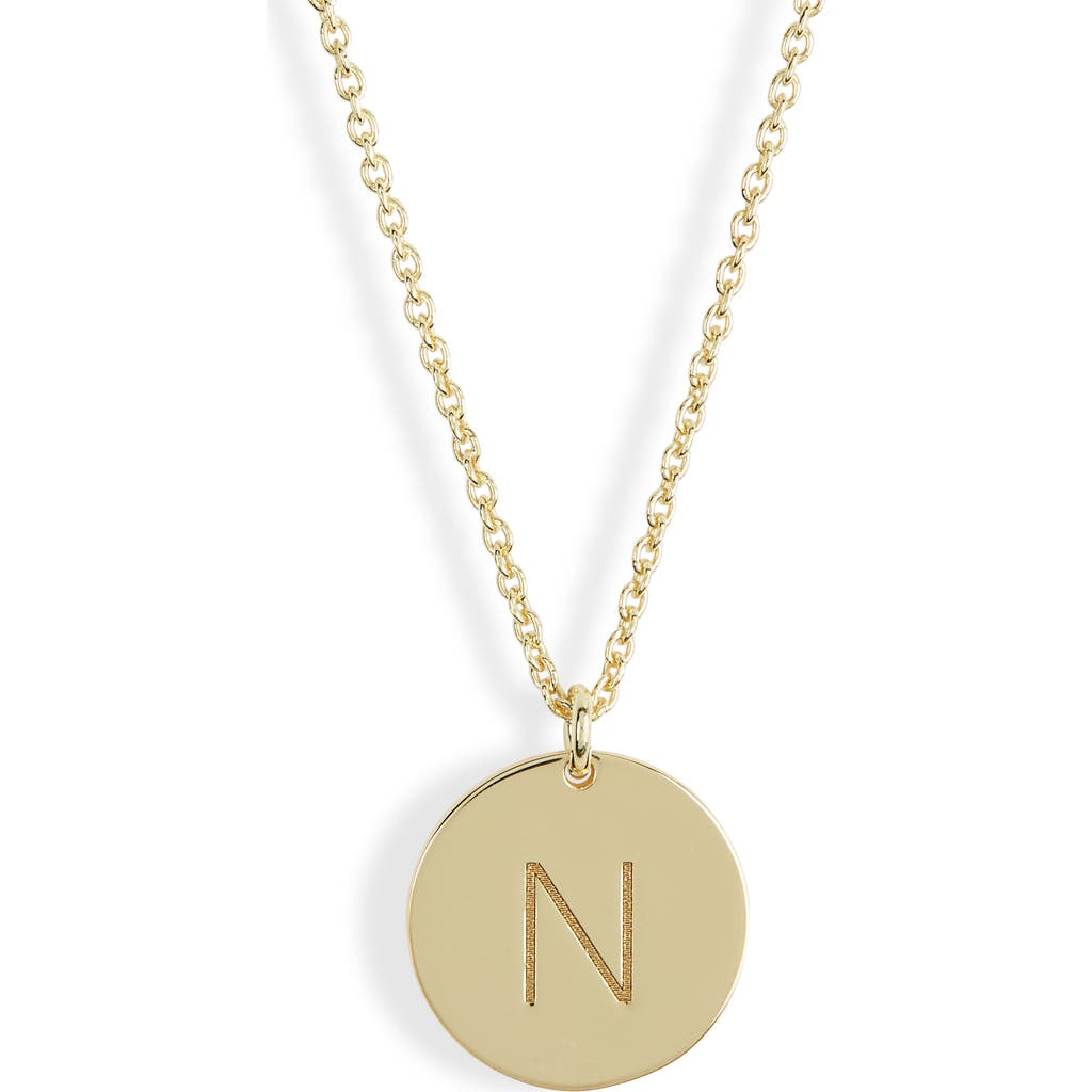 Meshmerise Initial Disc Pendant Necklace In Yellow-n