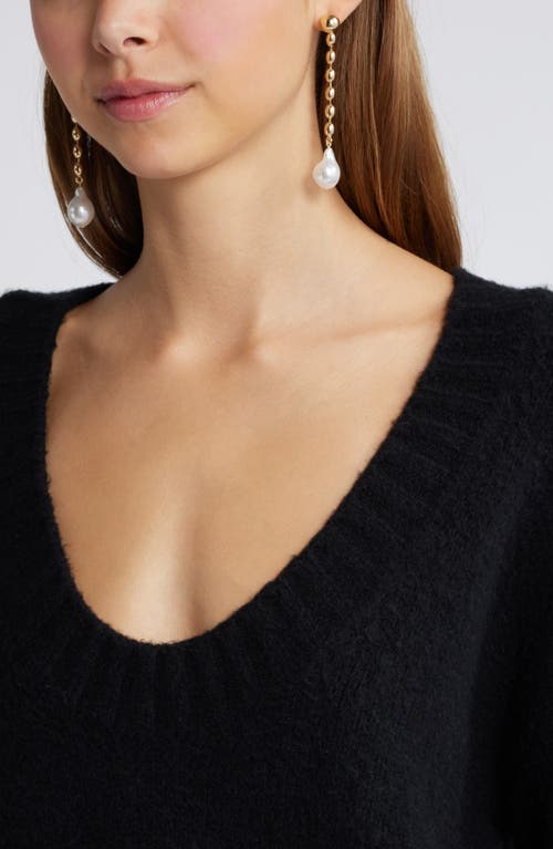 Shop Open Edit Oversize V-neck Sweater In Black