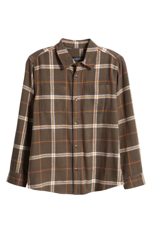 Shop Treasure & Bond Kids' Plaid Cotton Flannel Button-up Shirt In Olive Sarma Woodside Plaid
