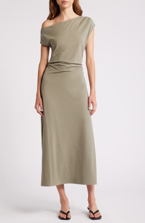 Shop the Lingering Love One-Shoulder Twist Midi Dress White