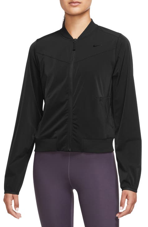Nike, Jackets & Coats, Nike Womens Jacket Size Small Purple Logo Zipup  Mock Neck Bomber Sportswear