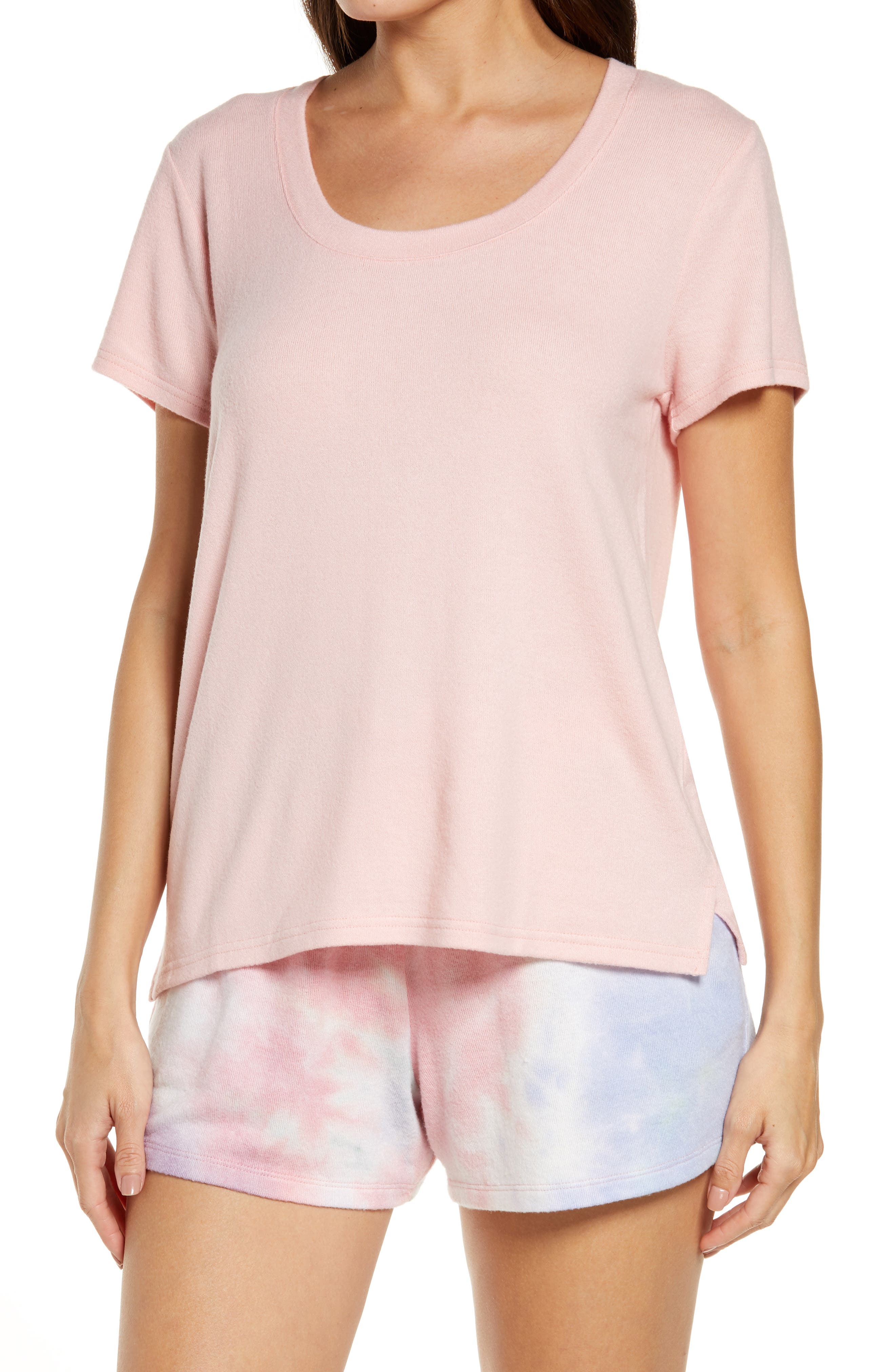 Bp. . Scoop Neck Hacci Knit Sleep T-shirt In Pink Powder