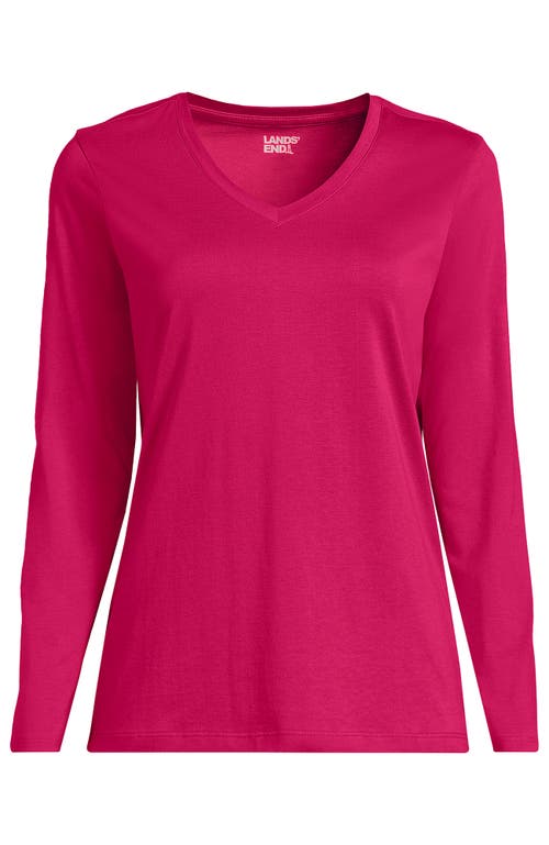 Shop Lands' End Plus Size Relaxed Supima Cotton Long Sleeve V-neck T-shirt In Spiced Rhubarb