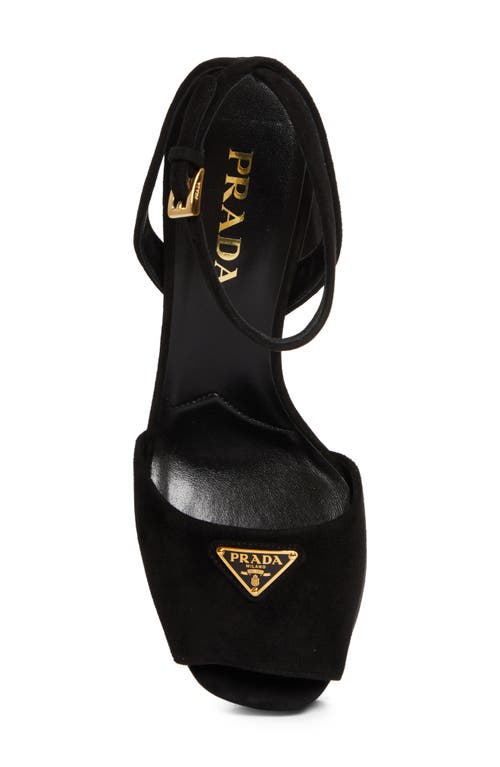 Prada Black Suede Heels In Nero