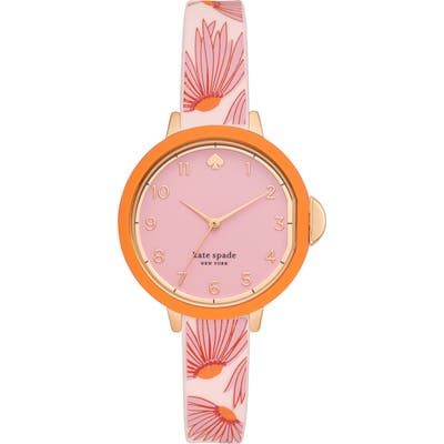 Kate Spade New York Park Row Floral Silicone Strap Watch,
