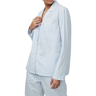 The White Company Chalk Stripe Pajama Shirt, Blue