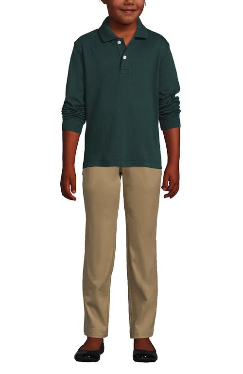 Shop Lands' End School Uniform Kids Long Sleeve Interlock Polo Shirt In Evergreen