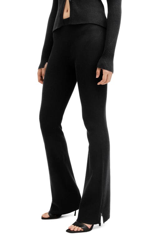 Shop Allsaints Peaches Slit Hem Knit Flare Pants In Black