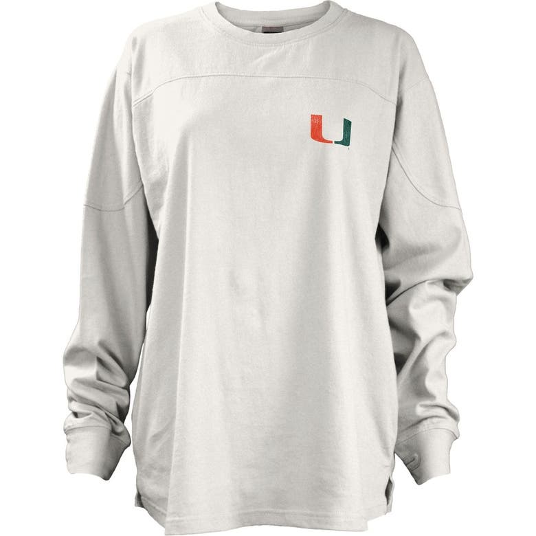 Shop Pressbox White Miami Hurricanes Pennant Stack Oversized Long Sleeve T-shirt
