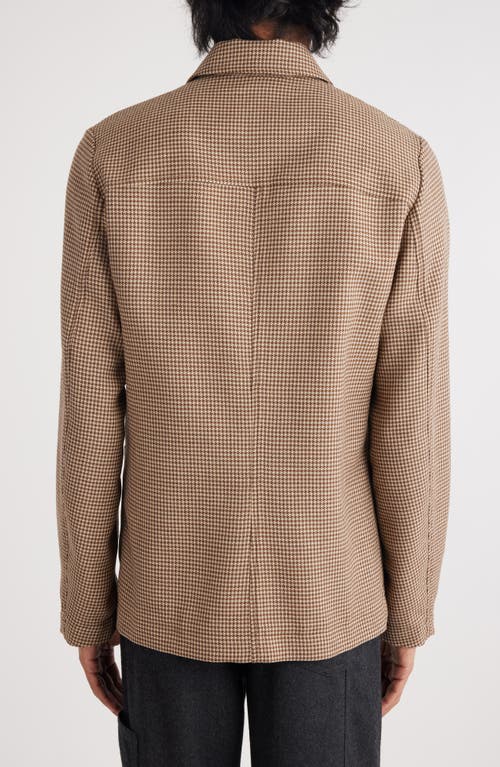 Shop Dries Van Noten Callop Houndstooth Wool Blend Button-up Shirt In Camel