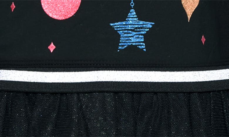 Truly Me Kids' Ornament Long Sleeve Dress In Black Multi