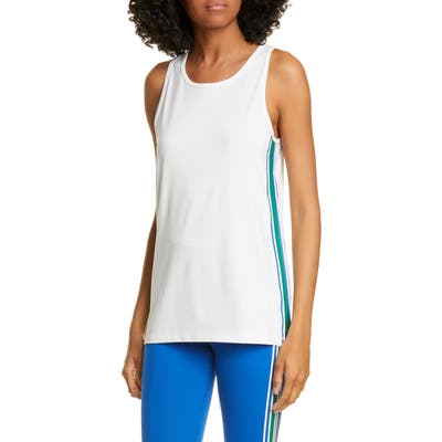 Tory Sport Retro Stripe Performance Tank, White