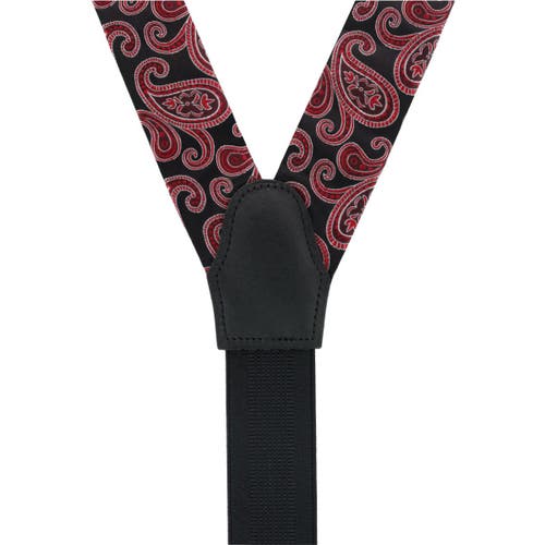 Shop Trafalgar Willard's Wavy Paisley Silk Button End Private Collection Suspenders In Black