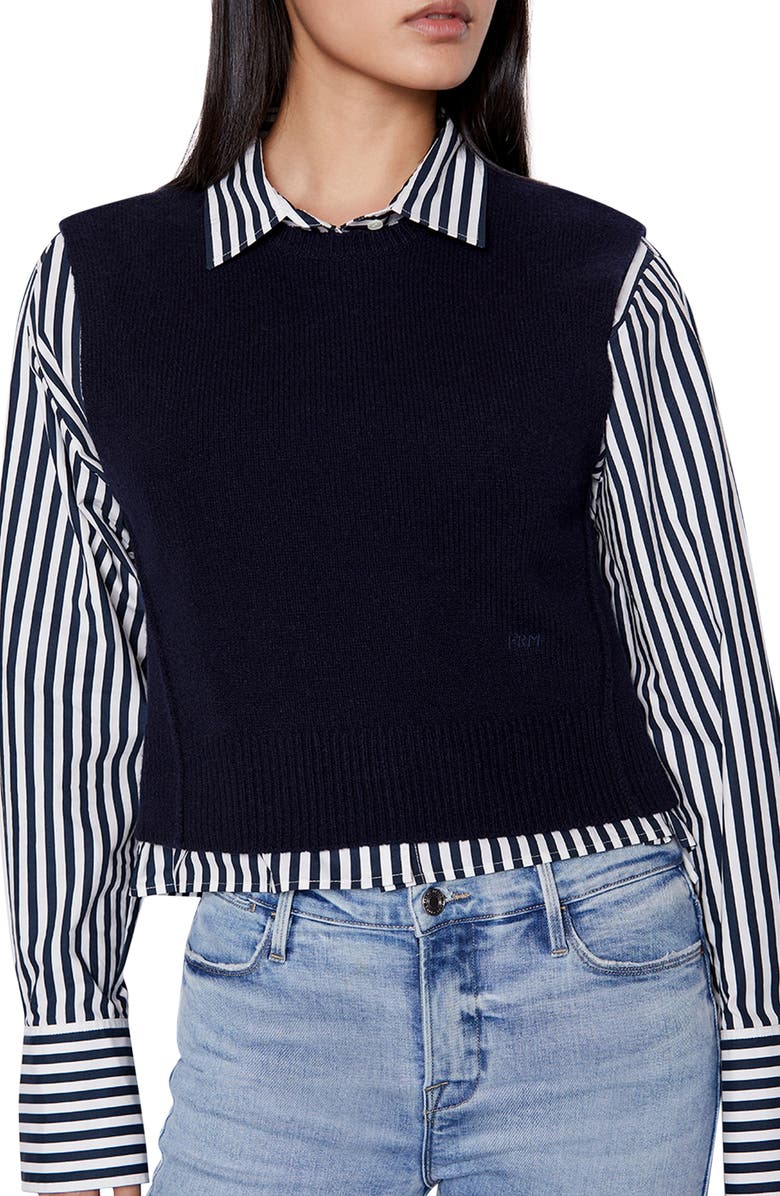 FRAME Recycled Cashmere & Wool Sweater Vest, Main, color, NAVY