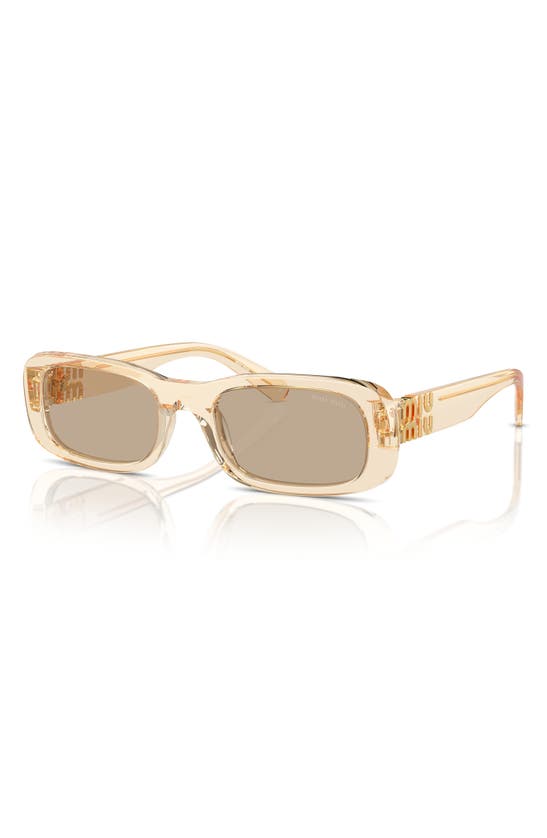 Shop Miu Miu 53mm Rectangular Sunglasses In Dark Brown