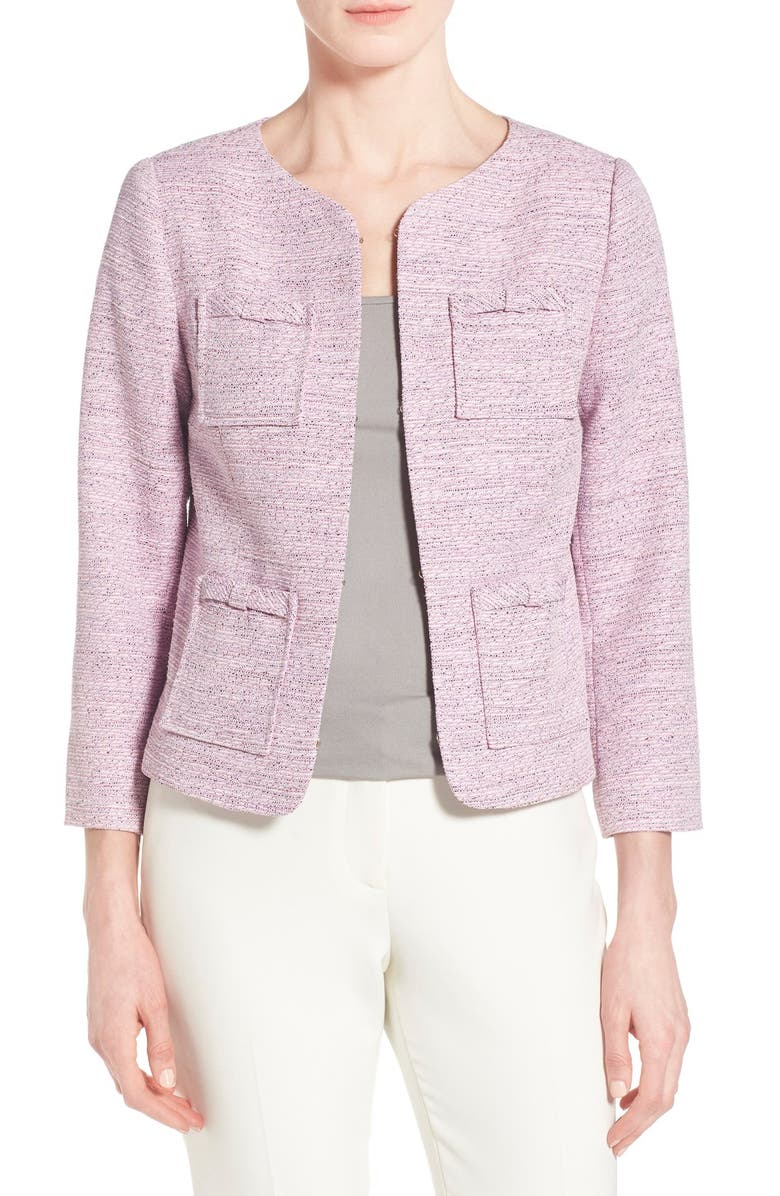 CeCe by Cynthia Steffe Four-Pocket Collarless Tweed Jacket | Nordstrom
