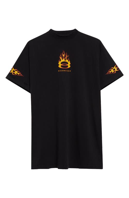 Balenciaga Burning Unity Oversize Graphic T-shirt In 1134 Washed Out Black