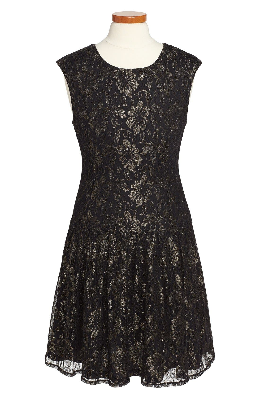 Laundry by Shelli Segal Metallic Floral Lace Dress (Big Girls) Nordstrom