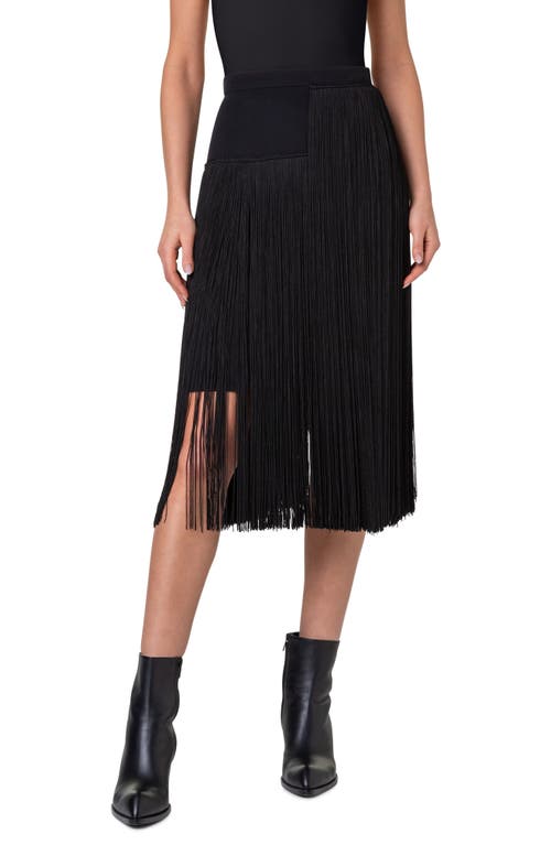 Shop Akris Asymmetric Fringe Silk Crepe Skirt In Black