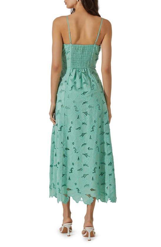 Shop Astr Floral Lace Midi Dress In Green