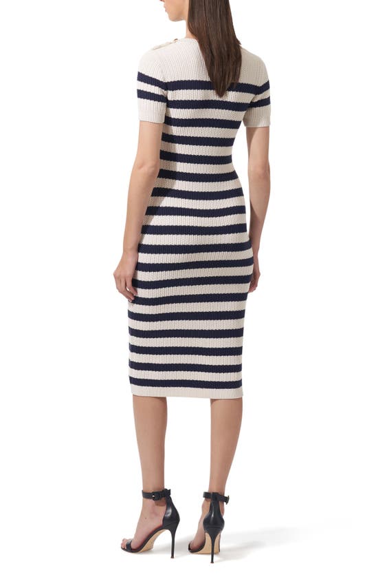 Shop Carolina Herrera Stripe Silk & Cotton Sweater Dress In White Multi