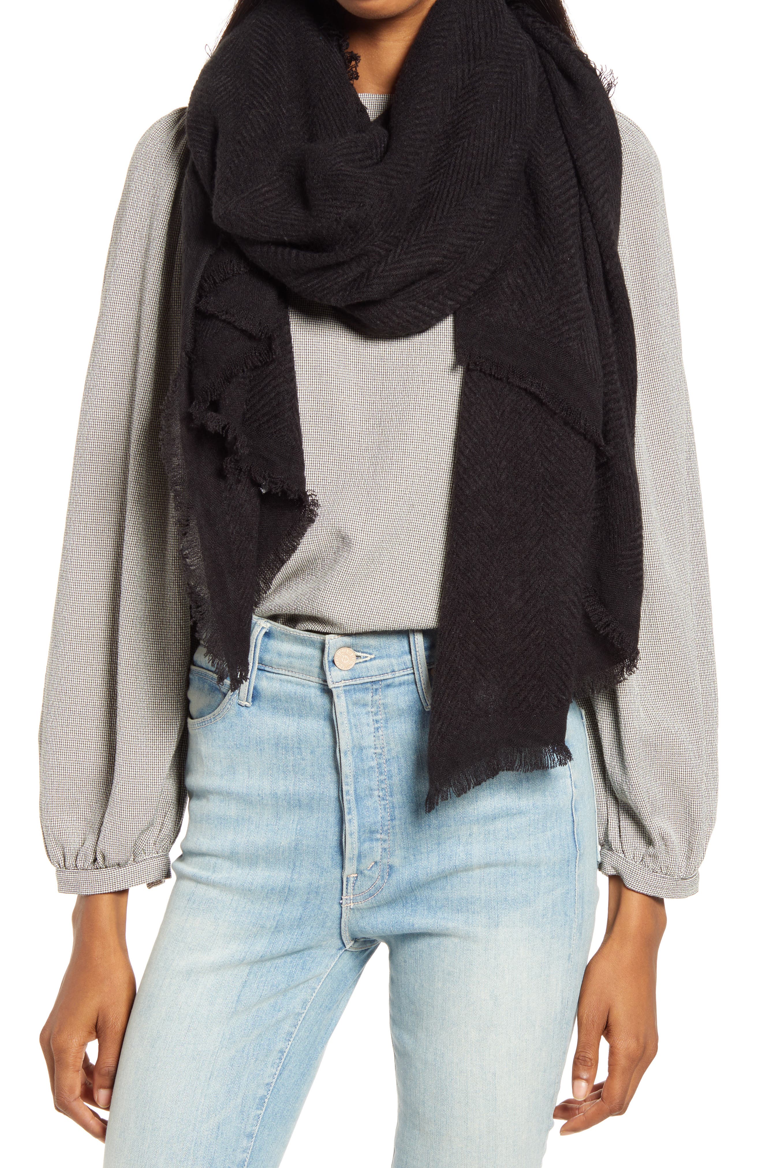 nordstrom black cashmere scarf