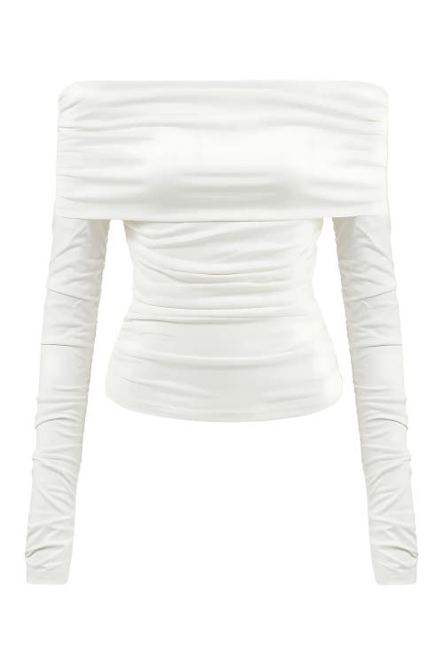 Shop Nocturne Off Shoulder Blouse With Ruffle Detail In Ivory