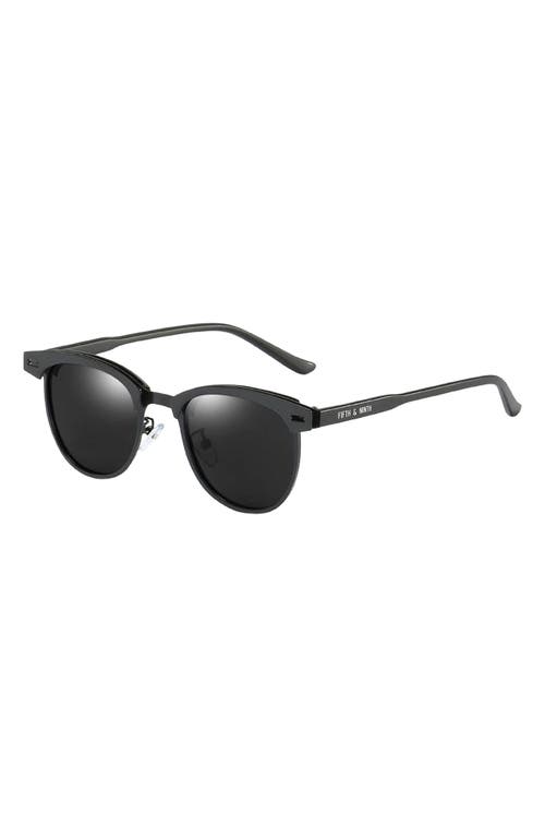 Fifth & Ninth Knox 51mm Polarized Round Sunglasses In Black/black