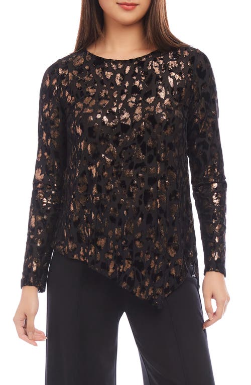 Shop Karen Kane Metallic Leopard Burnout Long Sleeve Top In Copper