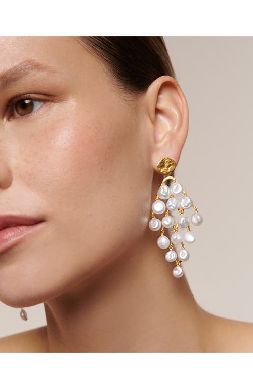 Shop Monica Vinader Capri Keshi Pearl Cocktail Drop Earrings In 18ct Gold Vermeil/pearl