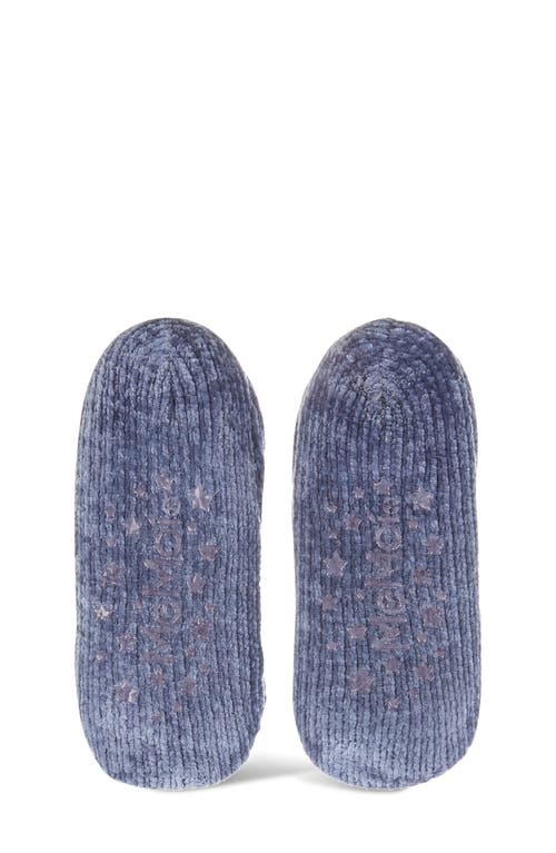 Memoi Dasies Chenille Slipper Socks In Denim
