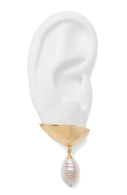 Lady Grey Freshwater Pearl Lobe Earrings In Gold/white Pearl