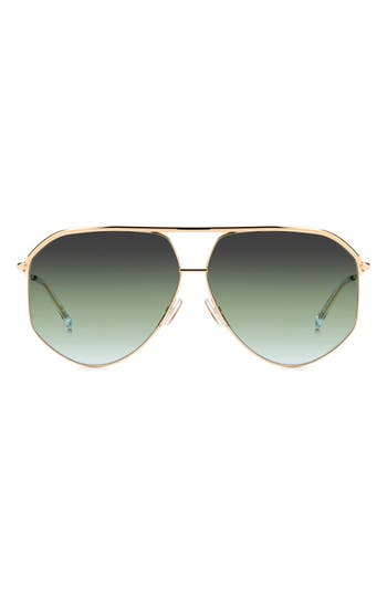 Isabel Marant Wild Metal 64mm Gradient Oversize Aviator Sunglasses In Rose Gold/gray Green