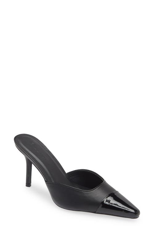 Ameare Pointed Toe Mule in Black Patent