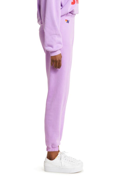 Aviator Nation Stripe Sweatpants In Neon Purple/pink