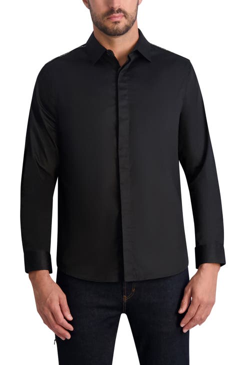 black casual button down shirt